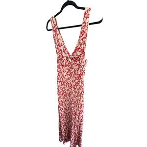 (NWT) Free People Red and White Vneck Plunge Mini Dress Size 2